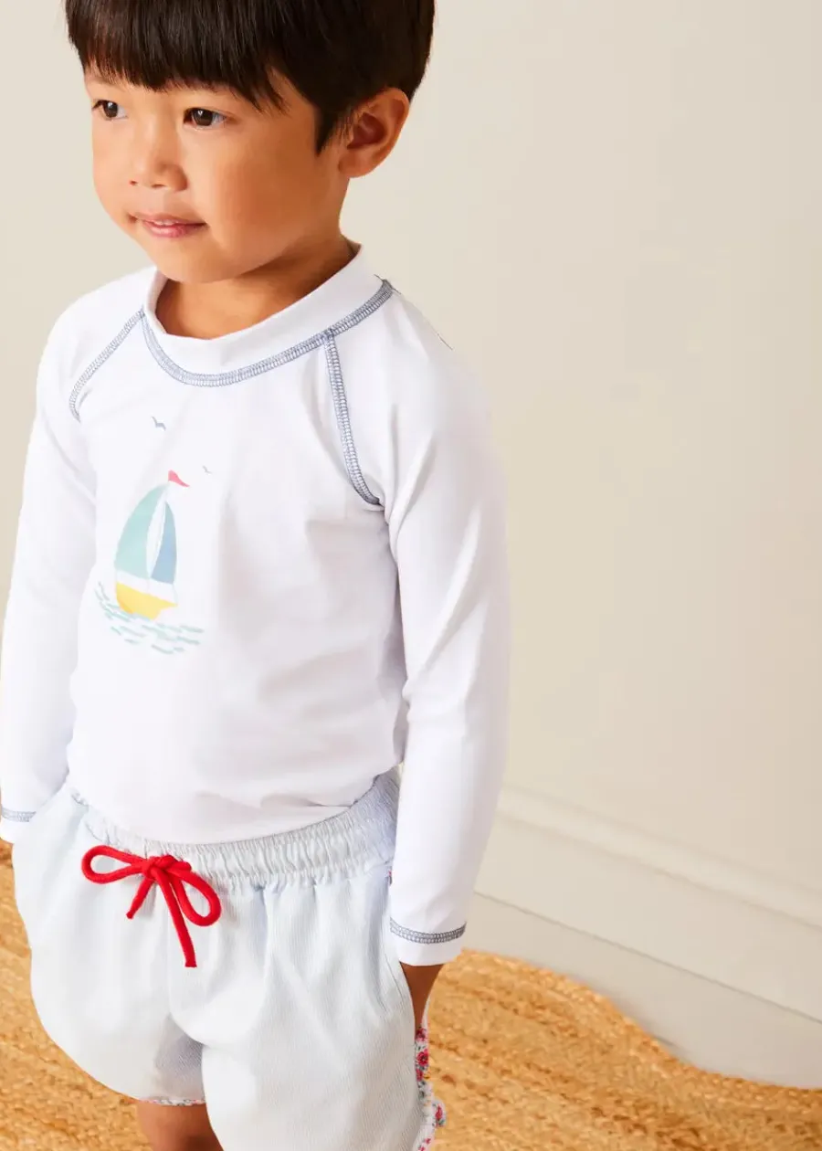 BOY Pepa London Boat Motif Long Sleeve Rashguard in Blue (2-6yrs)