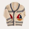 BOY Pepa London Boat Motif Shawl Neck Nautical Cardigan in Beige (2-10yrs)