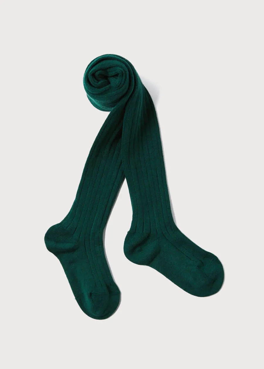 BOY Pepa London Bottle Green Ribbed Tights (0mths-10yrs)