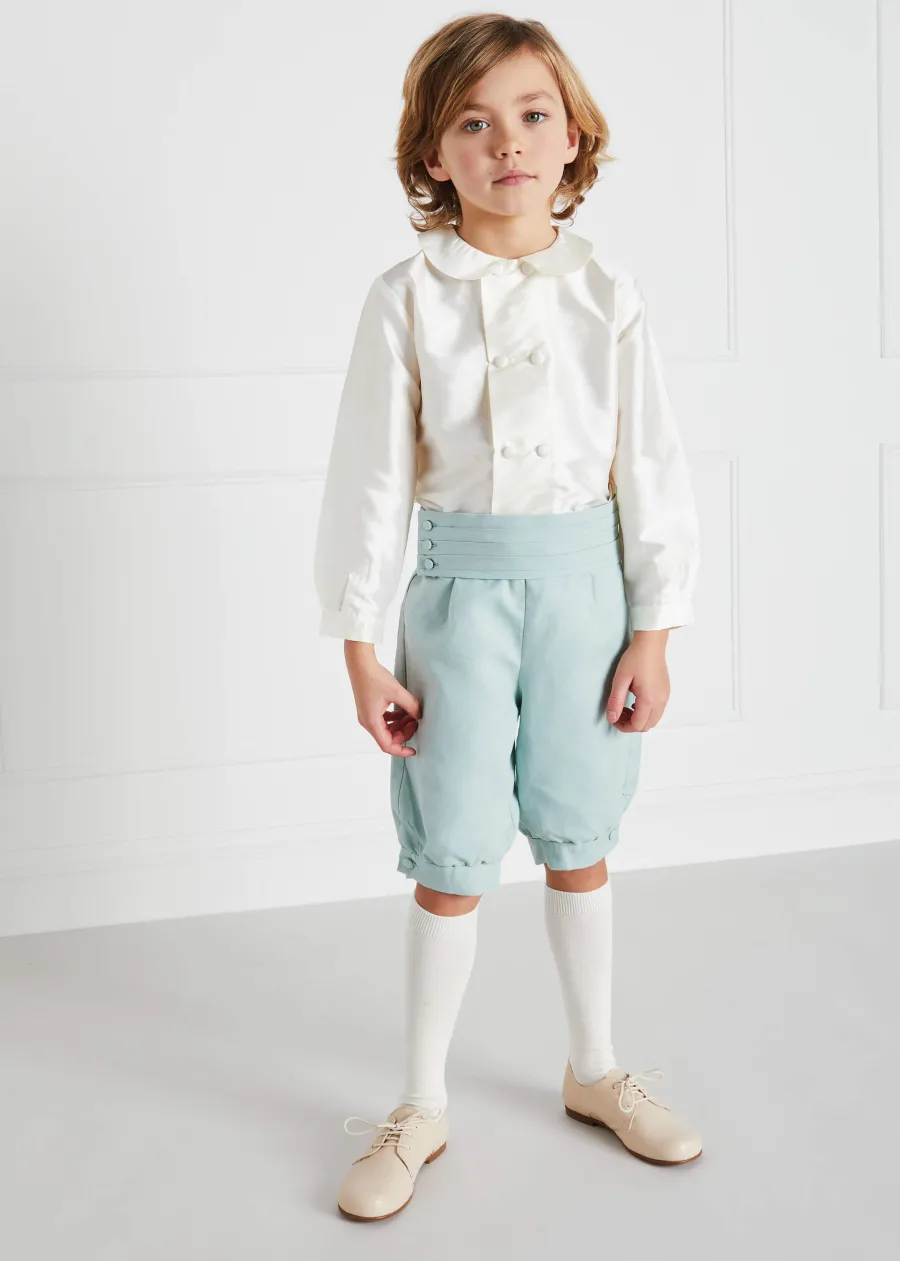 BOY Pepa London Boy's white double-breasted Peter Pan collar silk shirt (12mths-10yrs)