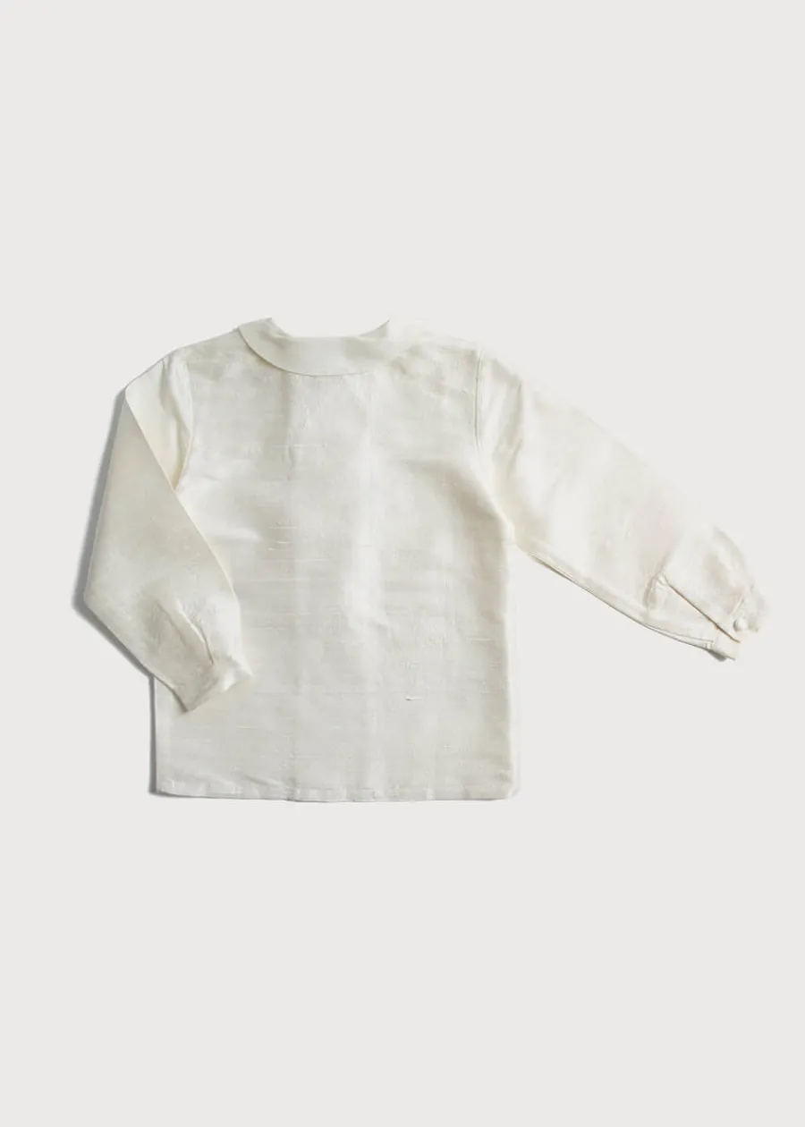 BOY Pepa London Boy's white double-breasted Peter Pan collar silk shirt (12mths-10yrs)