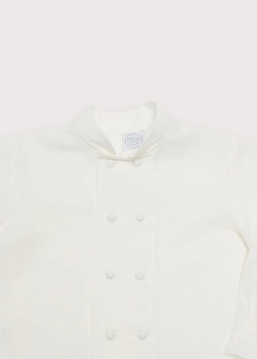 BOY Pepa London Boy's white double-breasted Mandarin collar shirt (12mths-10yrs)
