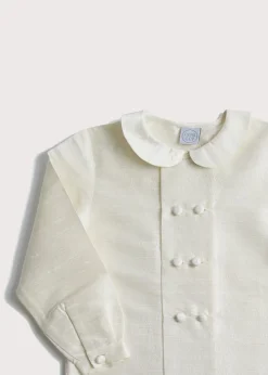 BOY Pepa London Boy's white double-breasted Peter Pan collar silk shirt (12mths-10yrs)