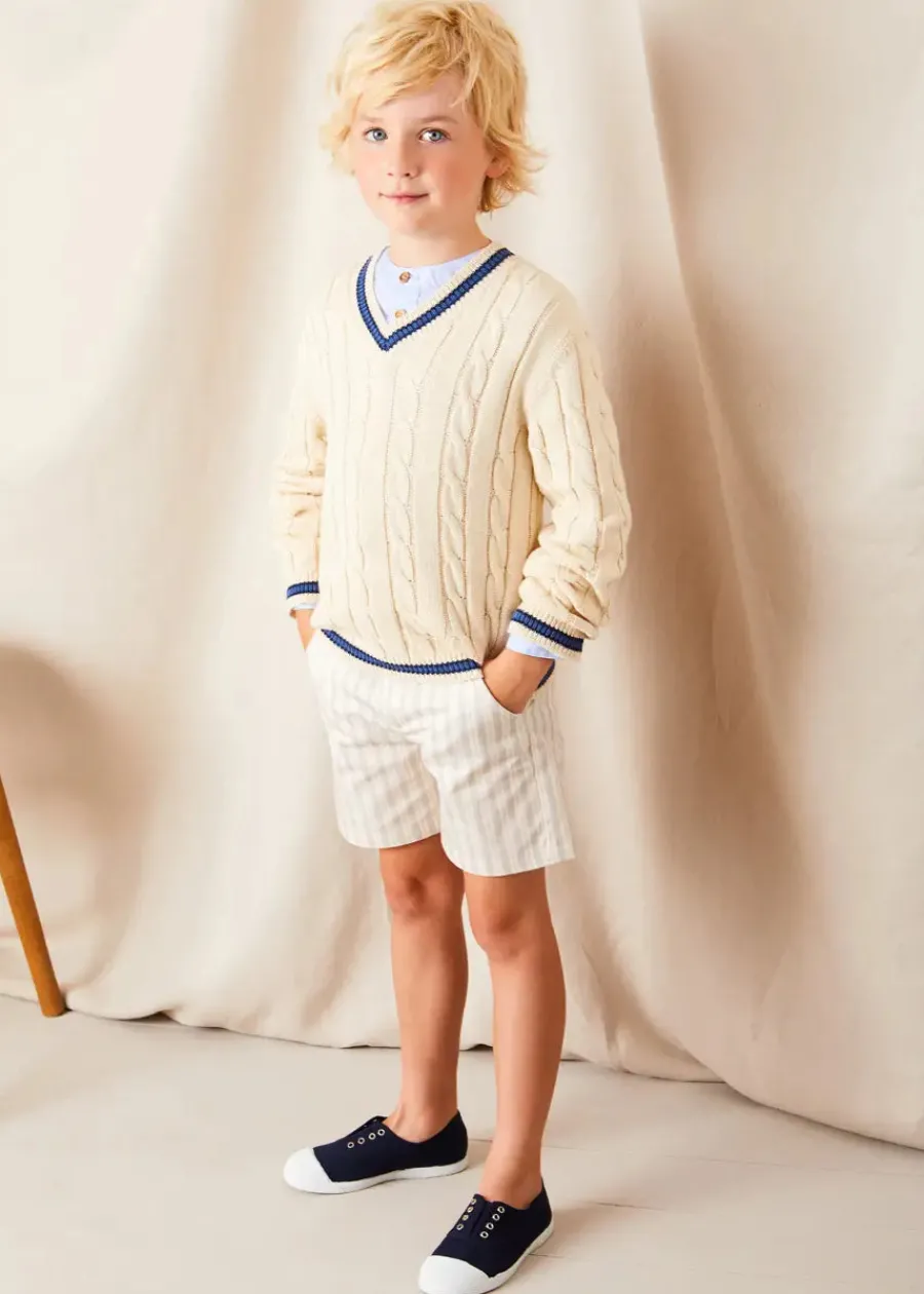 BOY Pepa London Brompton Striped Shorts in Beige (4-10yrs)