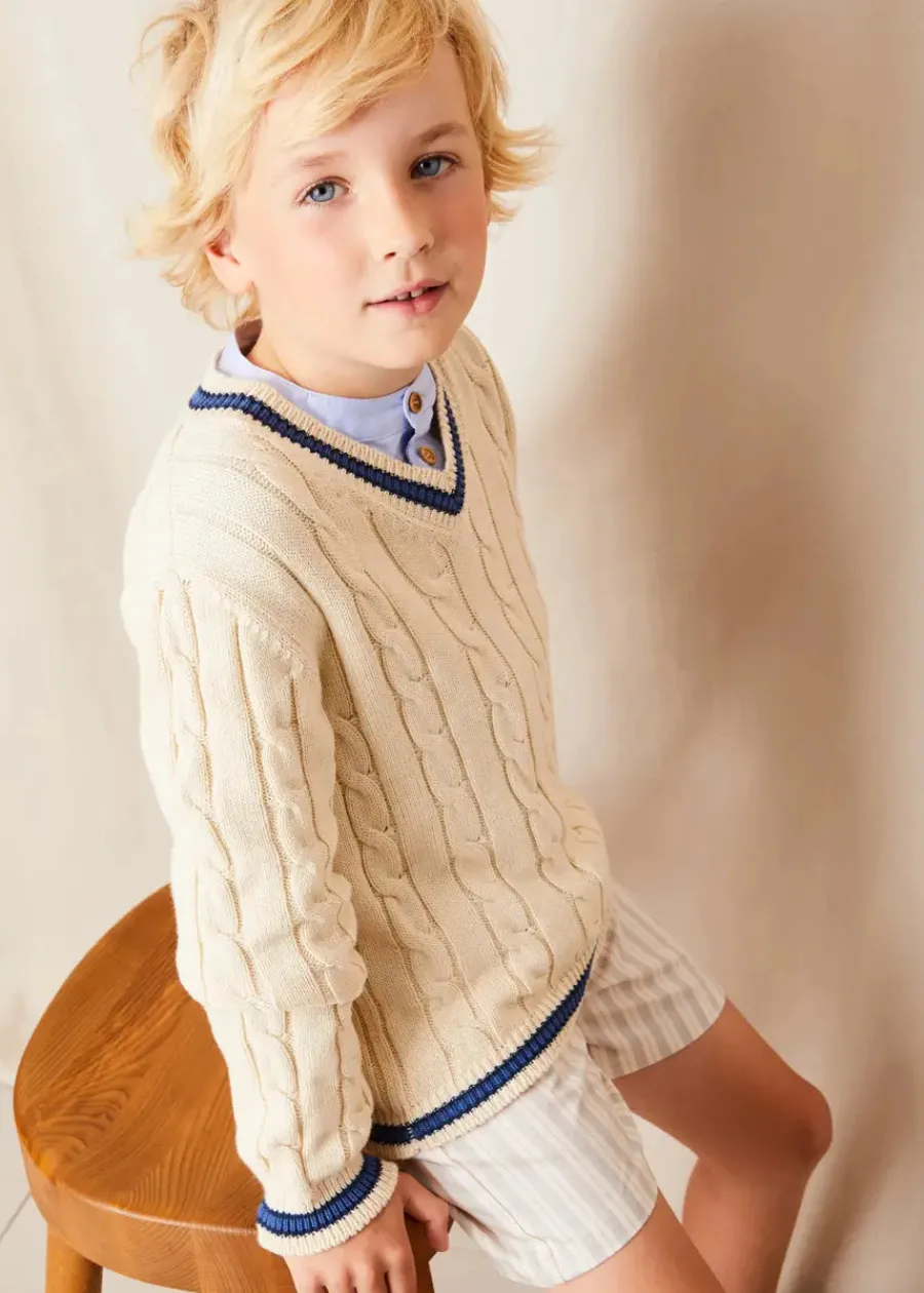 BOY Pepa London Brompton Striped Shorts in Beige (4-10yrs)