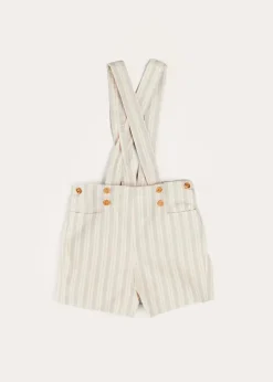 BOY Pepa London Brompton Striped Shorts With Braces in Beige (12mths-4yrs)