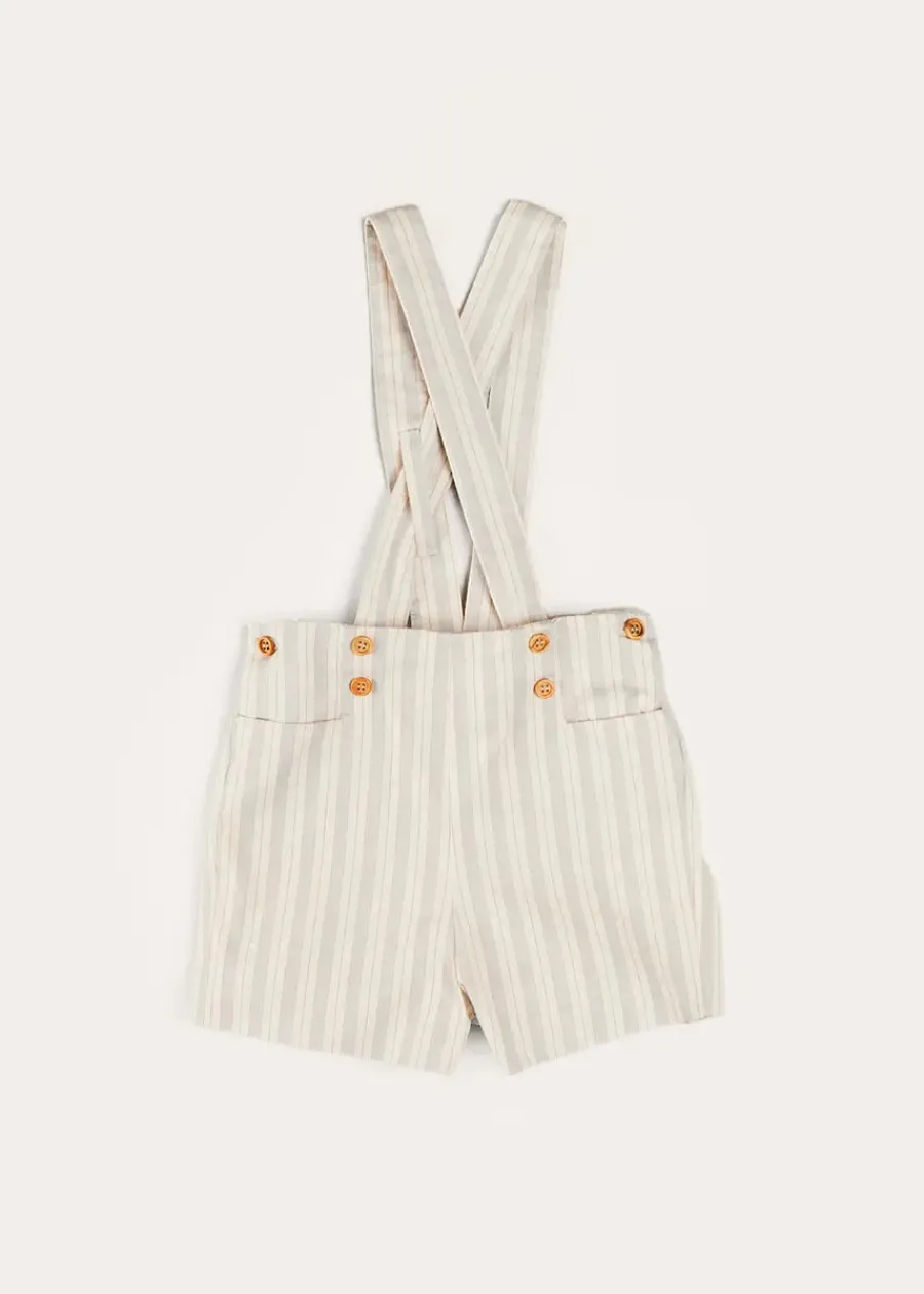BOY Pepa London Brompton Striped Shorts With Braces in Beige (12mths-4yrs)