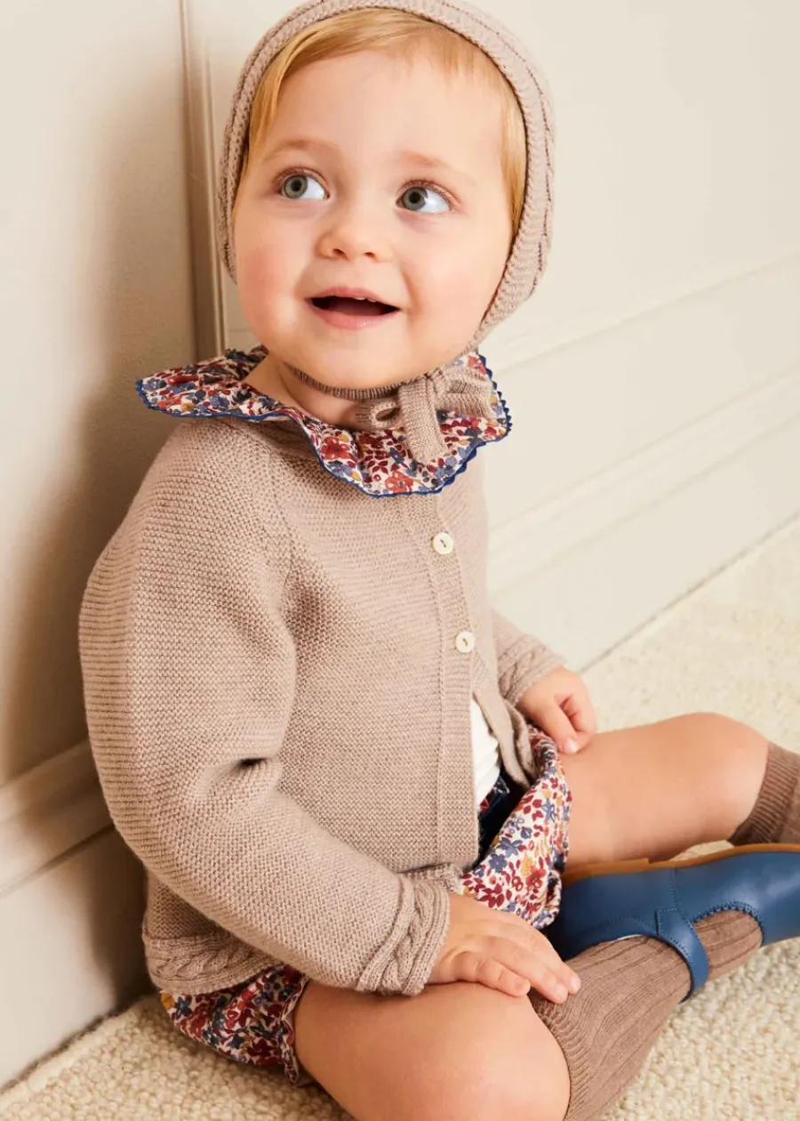 BOY Pepa London Cable Detail Knitted Bonnet in Beige (S-L)