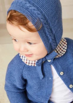 BOY Pepa London Cable Detail Knitted Bonnet In Blue (S-L)