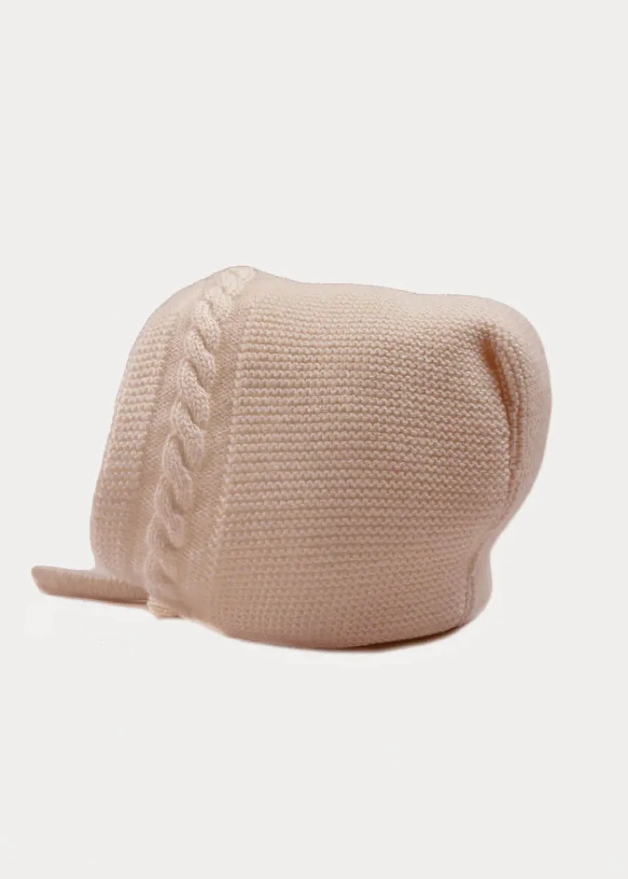 BOY Pepa London Cable Detail Knitted Bonnet in Beige (S-L)