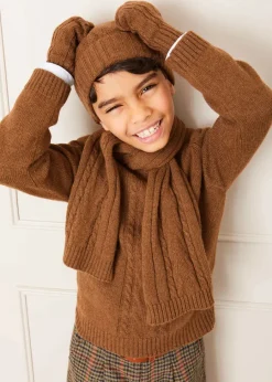 BOY Pepa London Cable Detail Knitted Hat in Brown (S-L)