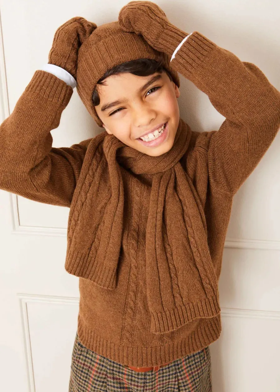 BOY Pepa London Cable Detail Knitted Hat in Brown (S-L)