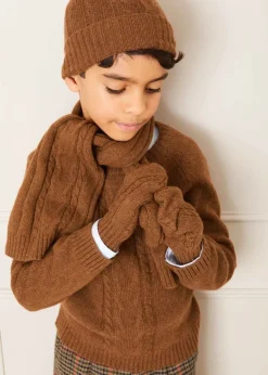 BOY Pepa London Cable Detail Knitted Hat in Brown (S-L)