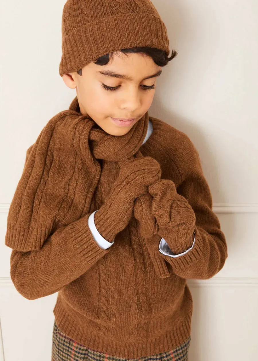 BOY Pepa London Cable Detail Knitted Hat in Brown (S-L)
