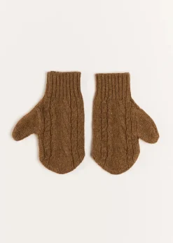 BOY Pepa London Cable Detail Knitted Mittens in Brown (S-L)