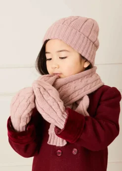 BOY Pepa London Cable Detial Knitted Mittens in Pink (S-L)