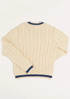 BOY Pepa London Cable Knit V-Neck Jumper in Cream (4-10yrs)