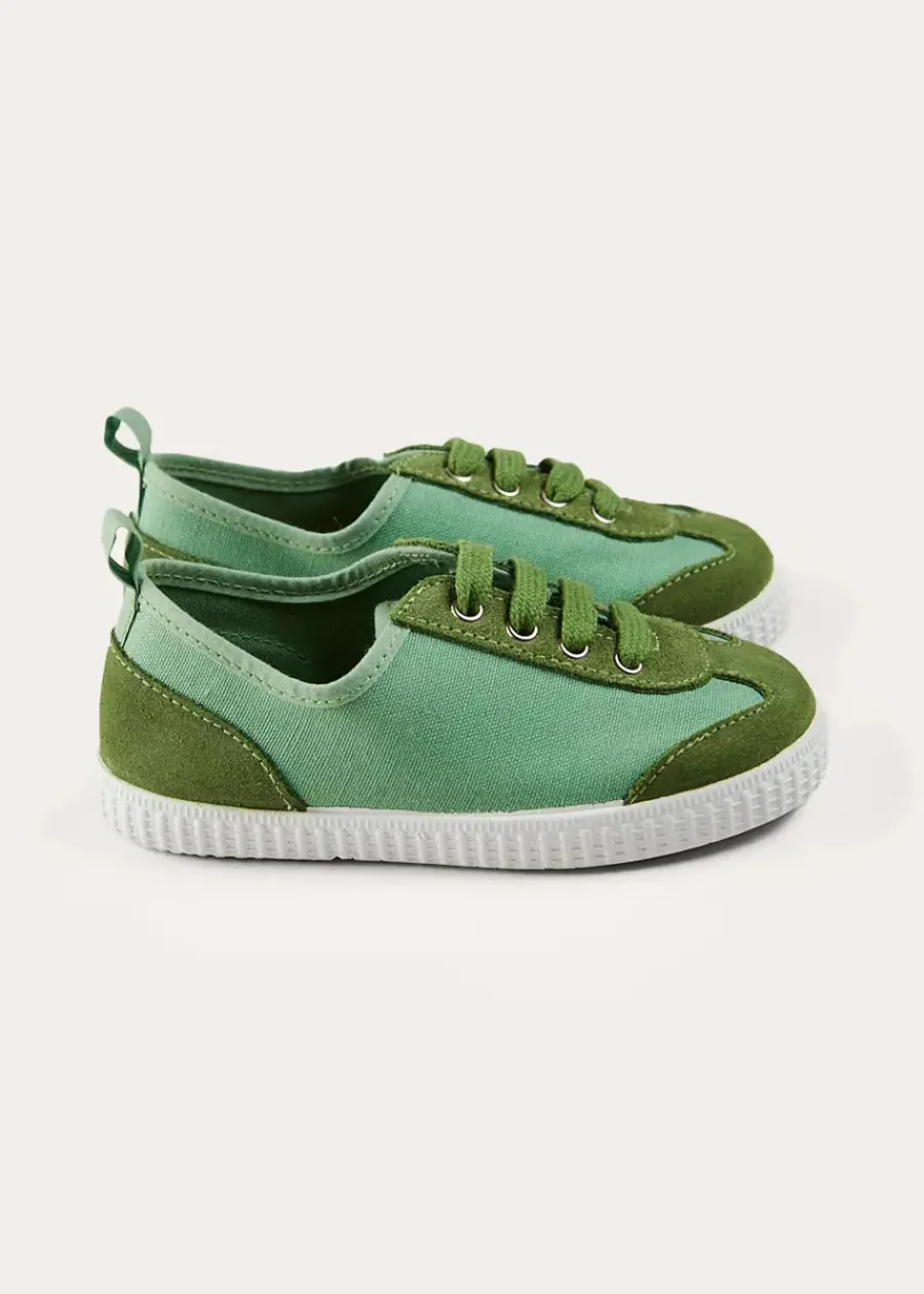 BOY Pepa London Canvas Lace Up Plimsols in Green (23-35EU)