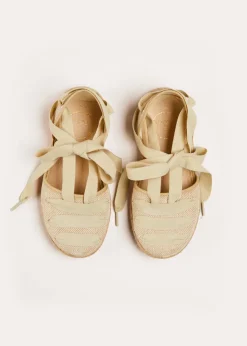 BOY Pepa London Canvas Tie Detail Espadrilles in Beige (24-34EU)