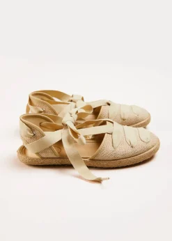 BOY Pepa London Canvas Tie Detail Espadrilles in Beige (24-34EU)