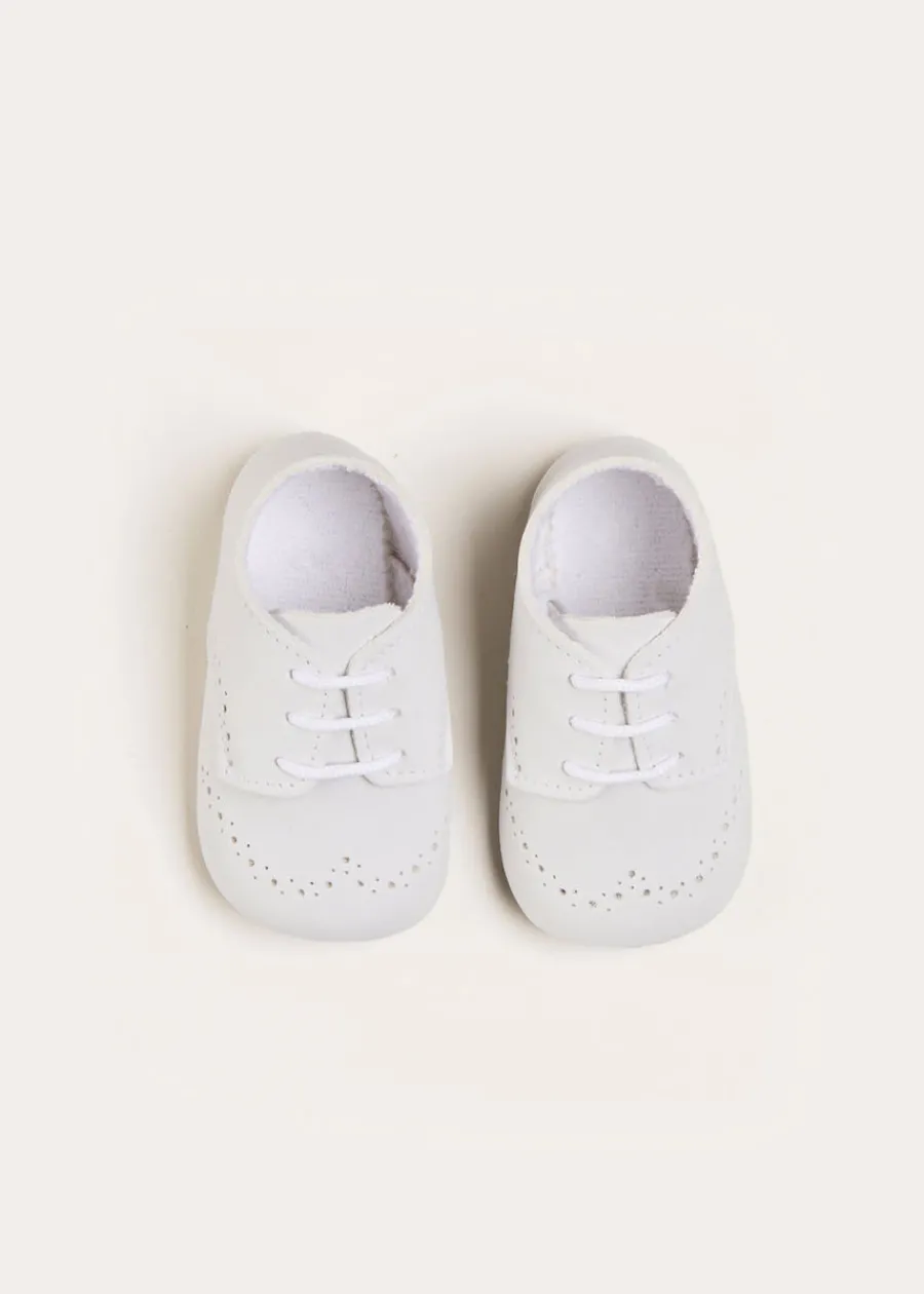 BOY Pepa London Celebration Lace-up Pram Shoes in White (17-20EU)