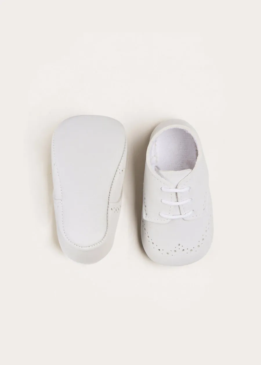 BOY Pepa London Celebration Lace-up Pram Shoes in White (17-20EU)