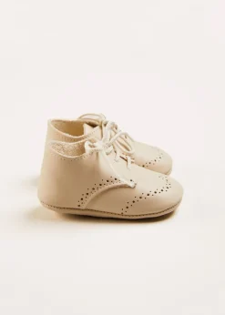 BOY Pepa London Celebration Lace-up T-Bar Pram Shoes in Beige (17-20EU)