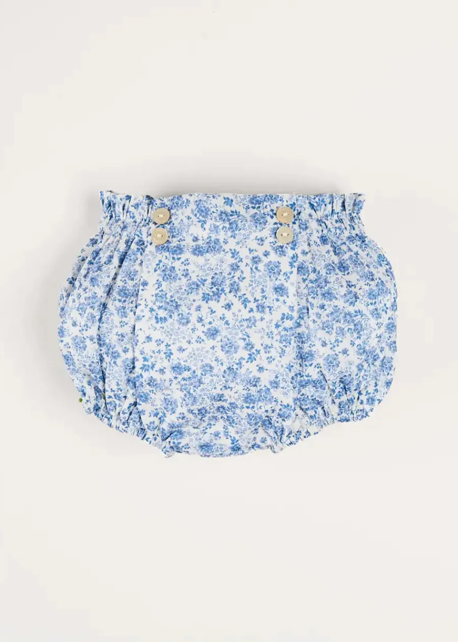 Pepa London Charlotte Floral Button Detail Bloomers in Blue (1mth-2yrs)
