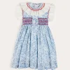 Pepa London Charlotte Floral Hand Smocked Sleeveless Dress in Blue (12mths-10yrs)