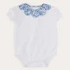 Pepa London Charlotte Floral Scallop Collar Short Sleeve Bodysuit in Blue (1mth-2yrs)
