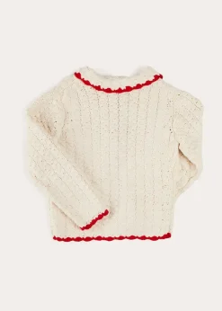 Pepa London Cherry Motif Crochet Cardigan in Beige (2-10yrs)