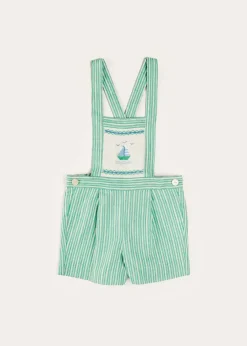 BOY Pepa London Cheyne Striped Boat Embroidery Dungarees in Green (18mths-4yrs)