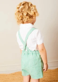 BOY Pepa London Cheyne Striped Boat Embroidery Dungarees in Green (18mths-4yrs)