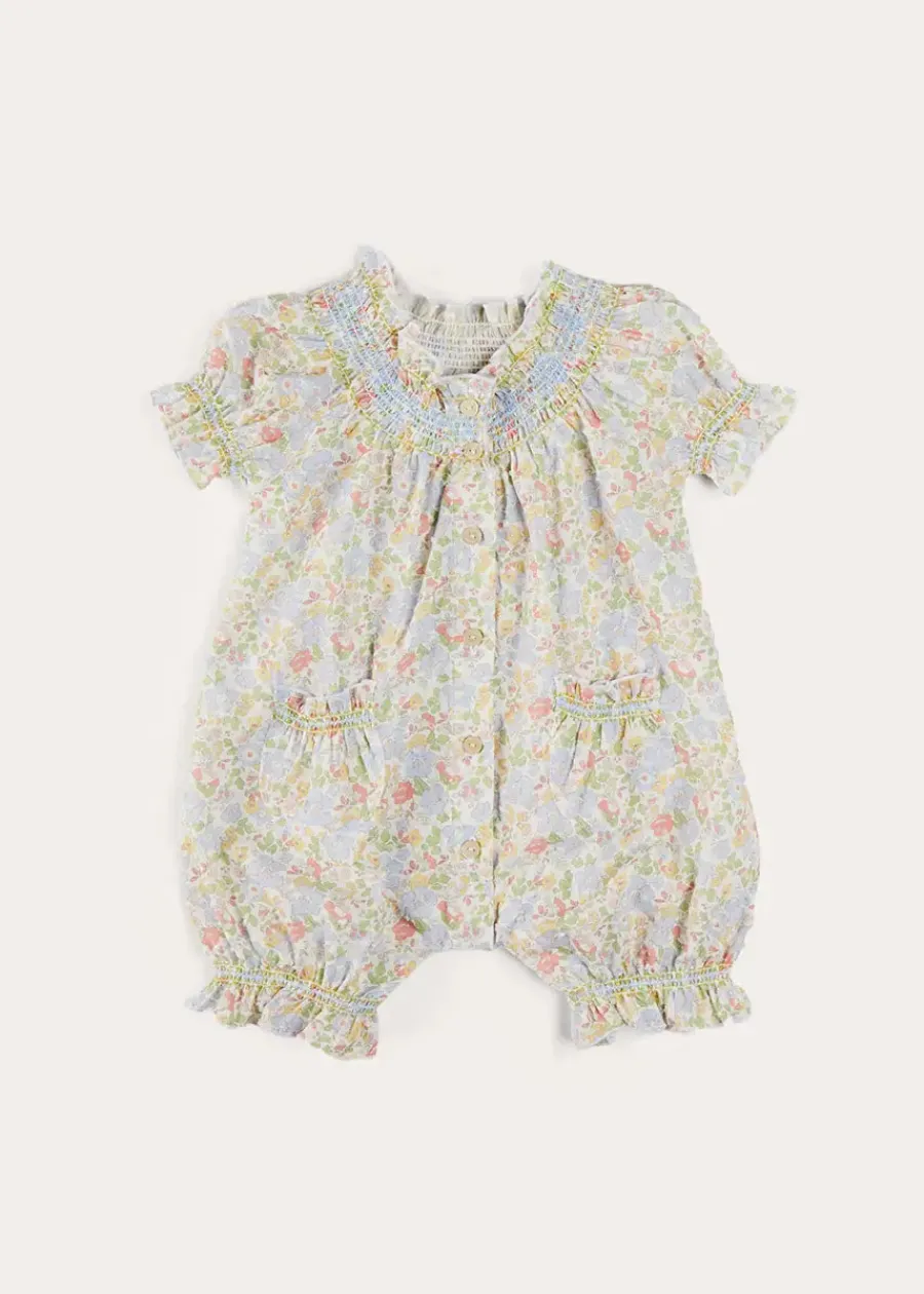 Pepa London Clara Floral All-In-One Pyjamas in Green (9mths-2yrs)