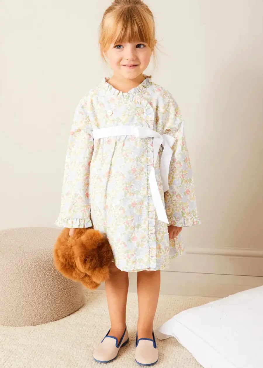 Pepa London Clara Floral Bow Detail Dressing Gown in Green (18mths-10yrs)