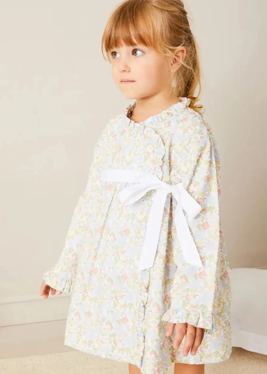 Pepa London Clara Floral Bow Detail Dressing Gown in Green (18mths-10yrs)