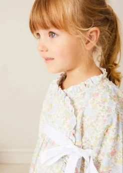 Pepa London Clara Floral Bow Detail Dressing Gown in Green (18mths-10yrs)