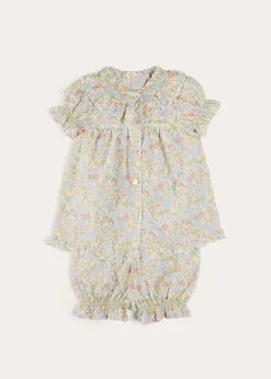 BOY Pepa London Clara Floral Ruffle Collar Short Sleeve Pyjamas in Green (18mths-10yrs)