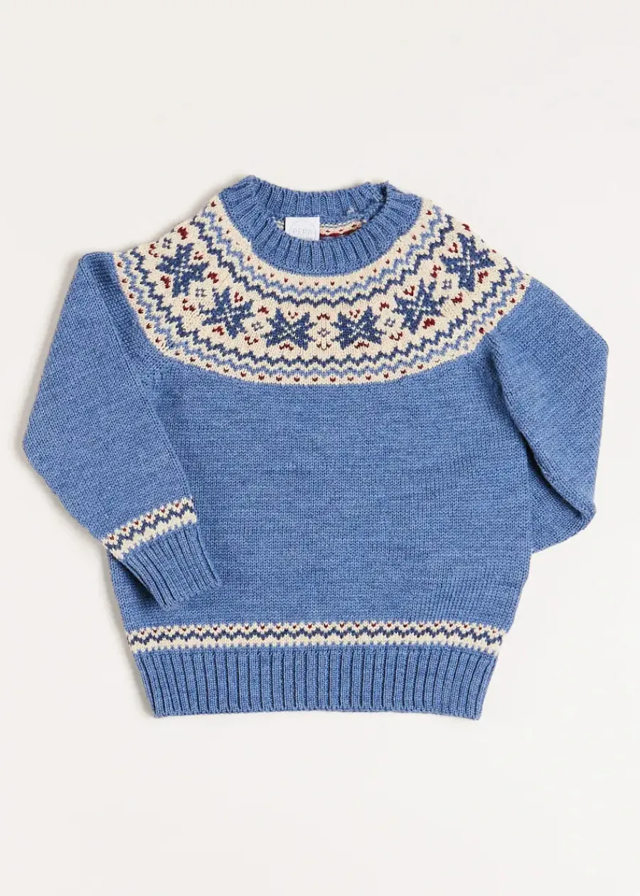 BOY Pepa London Classic Fair Isle Jumper in Blue (18mths-10yrs)