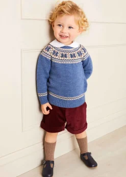BOY Pepa London Classic Fair Isle Jumper in Blue (18mths-10yrs)