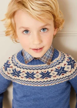 BOY Pepa London Classic Fair Isle Jumper in Blue (18mths-10yrs)