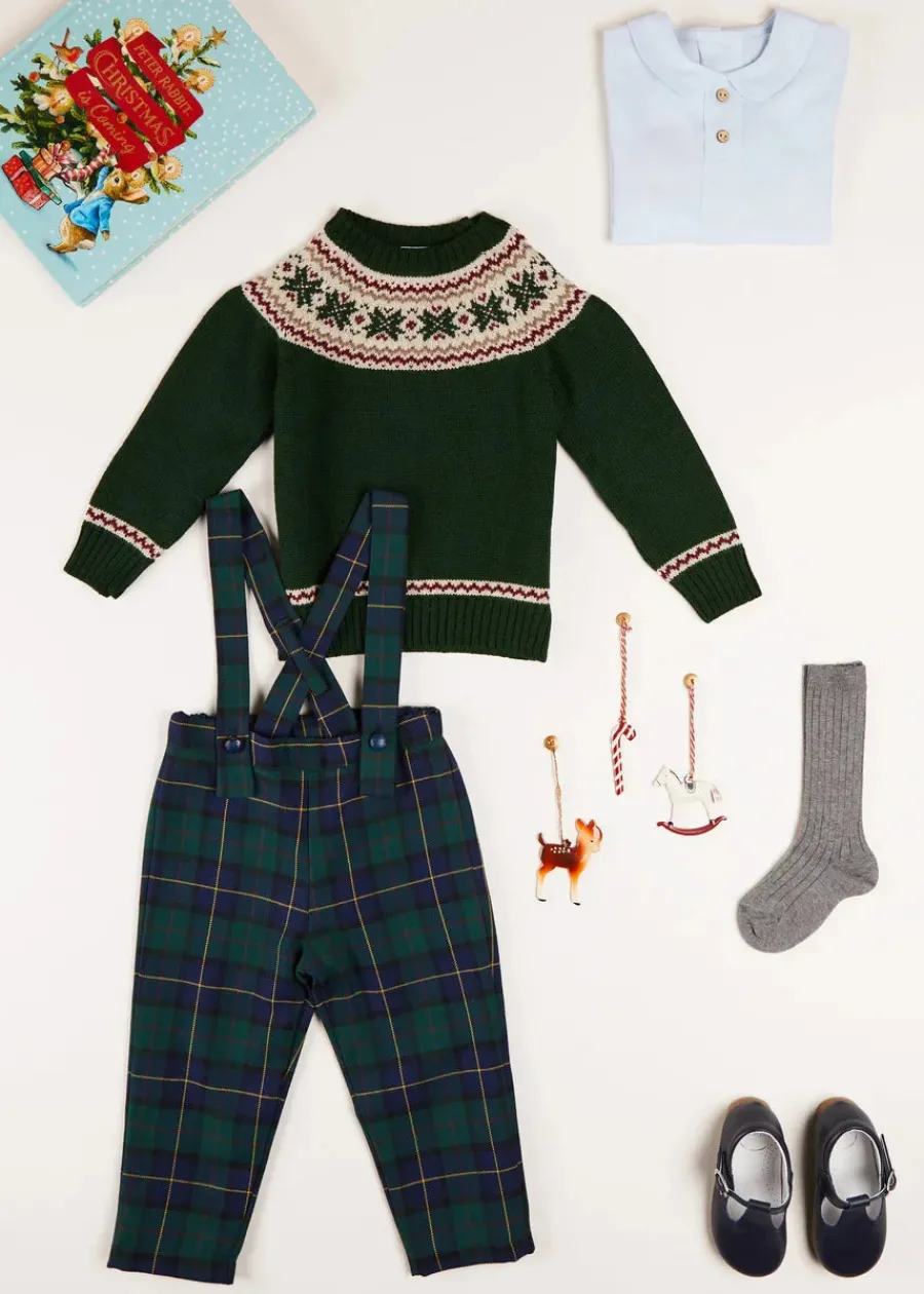 BOY Pepa London Classic Fair Isle Merino Wool Jumper in Green (12mths-10yrs)