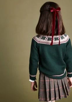 BOY Pepa London Classic Fair Isle Merino Wool Jumper in Green (12mths-10yrs)