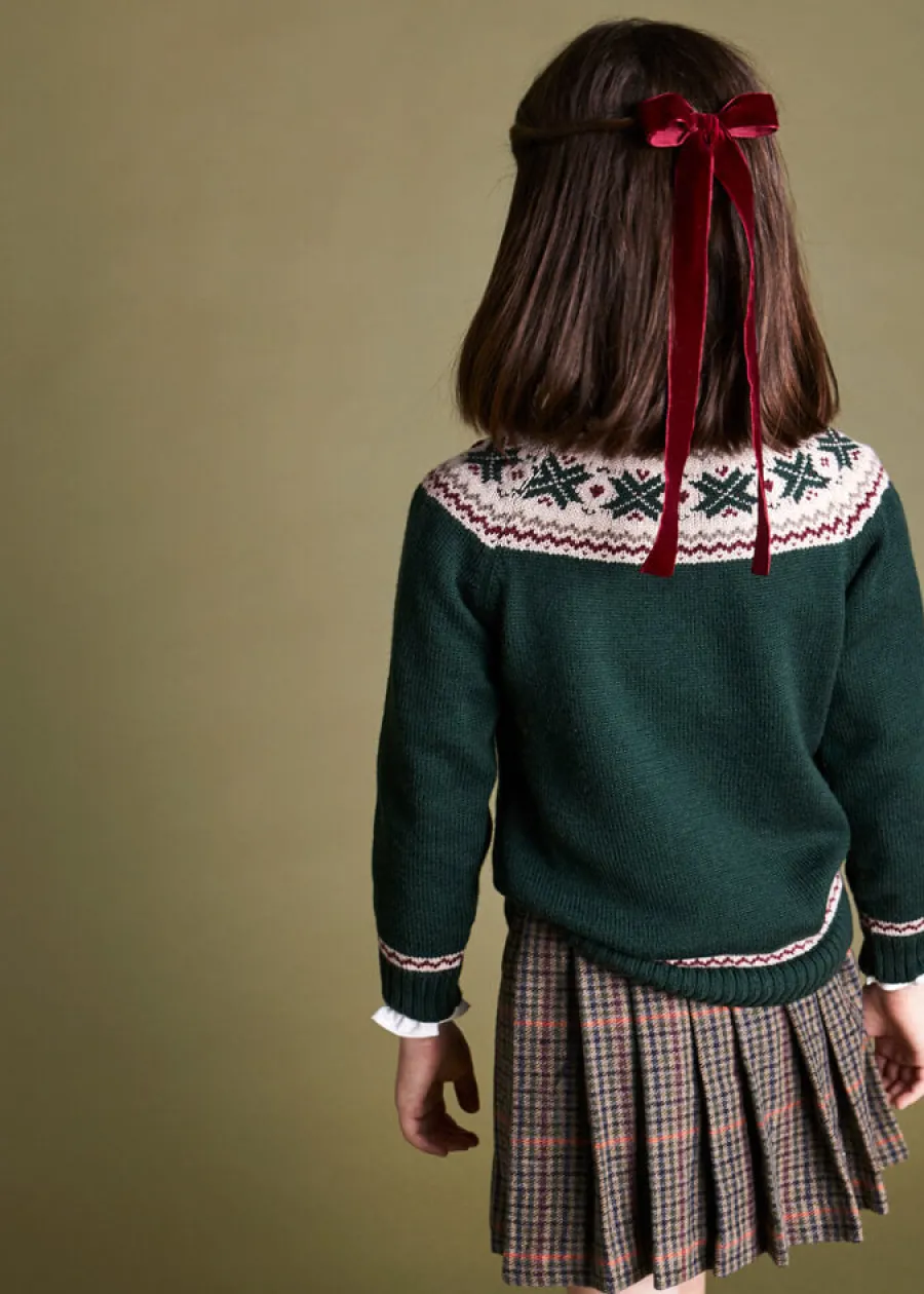 BOY Pepa London Classic Fair Isle Merino Wool Jumper in Green (12mths-10yrs)