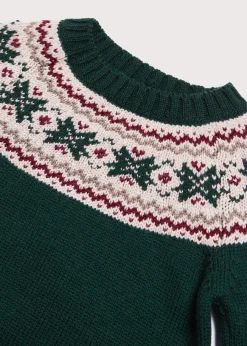 BOY Pepa London Classic Fair Isle Merino Wool Jumper in Green (12mths-10yrs)