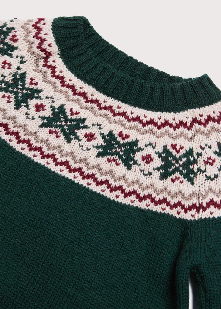 BOY Pepa London Classic Fair Isle Merino Wool Jumper in Green (12mths-10yrs)