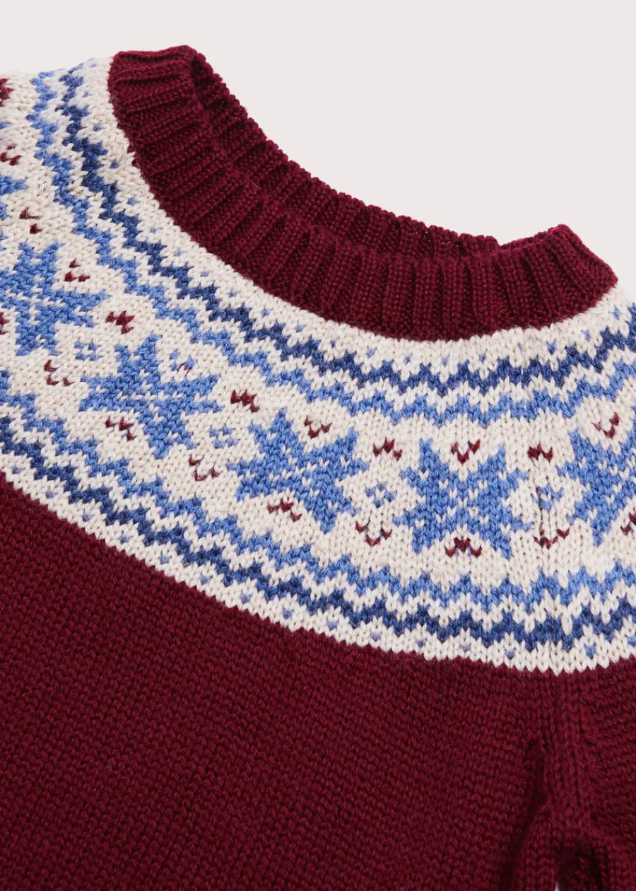 BOY Pepa London Classic Fair Isle Merino Wool Jumper in Burgundy (12mths-10yrs)