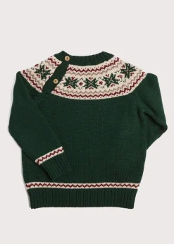 BOY Pepa London Classic Fair Isle Merino Wool Jumper in Green (12mths-10yrs)
