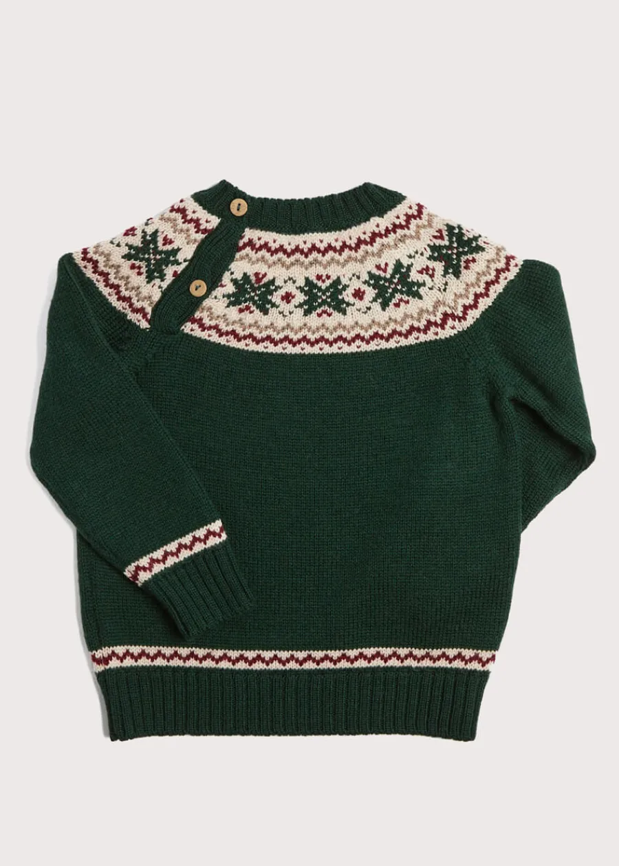 BOY Pepa London Classic Fair Isle Merino Wool Jumper in Green (12mths-10yrs)