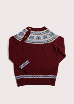 BOY Pepa London Classic Fair Isle Merino Wool Jumper in Burgundy (12mths-10yrs)